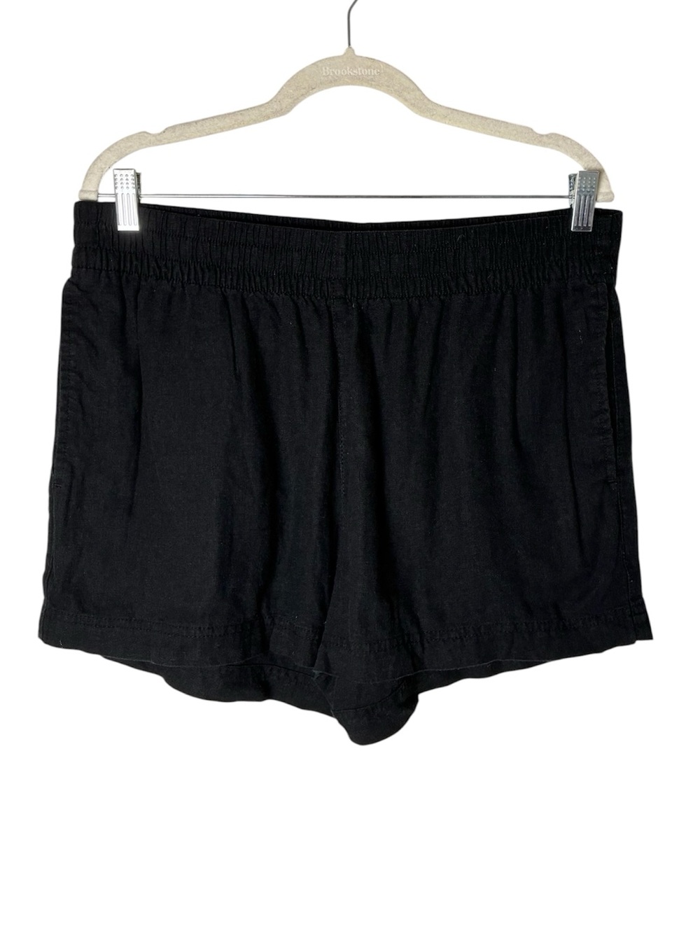 Old Navy Linen Blend High Waist Black Women's Casual Comfort Waistband Shorts